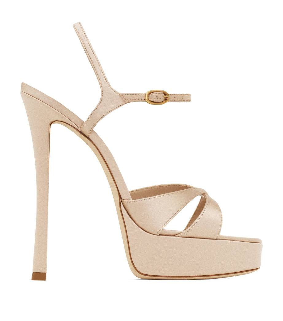 Saint Laurent Pink Leather Debbie Platform Sandals 110