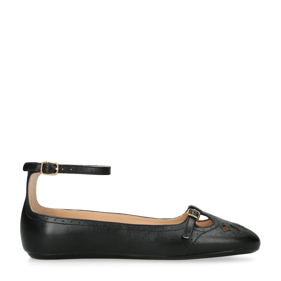 Chloé Black Leather Misty Ballerina Flats