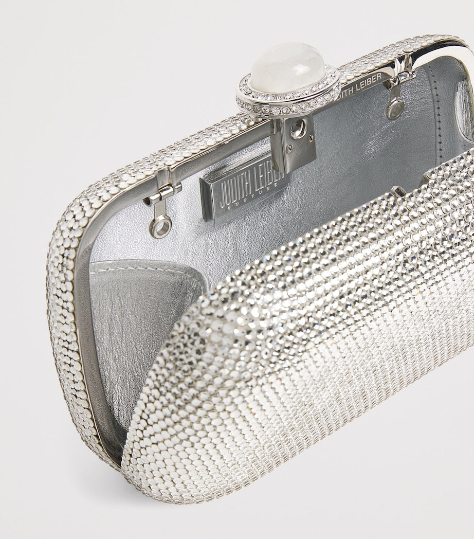 Judith Leiber Silver Embellished Soap Dish Clutch Bag