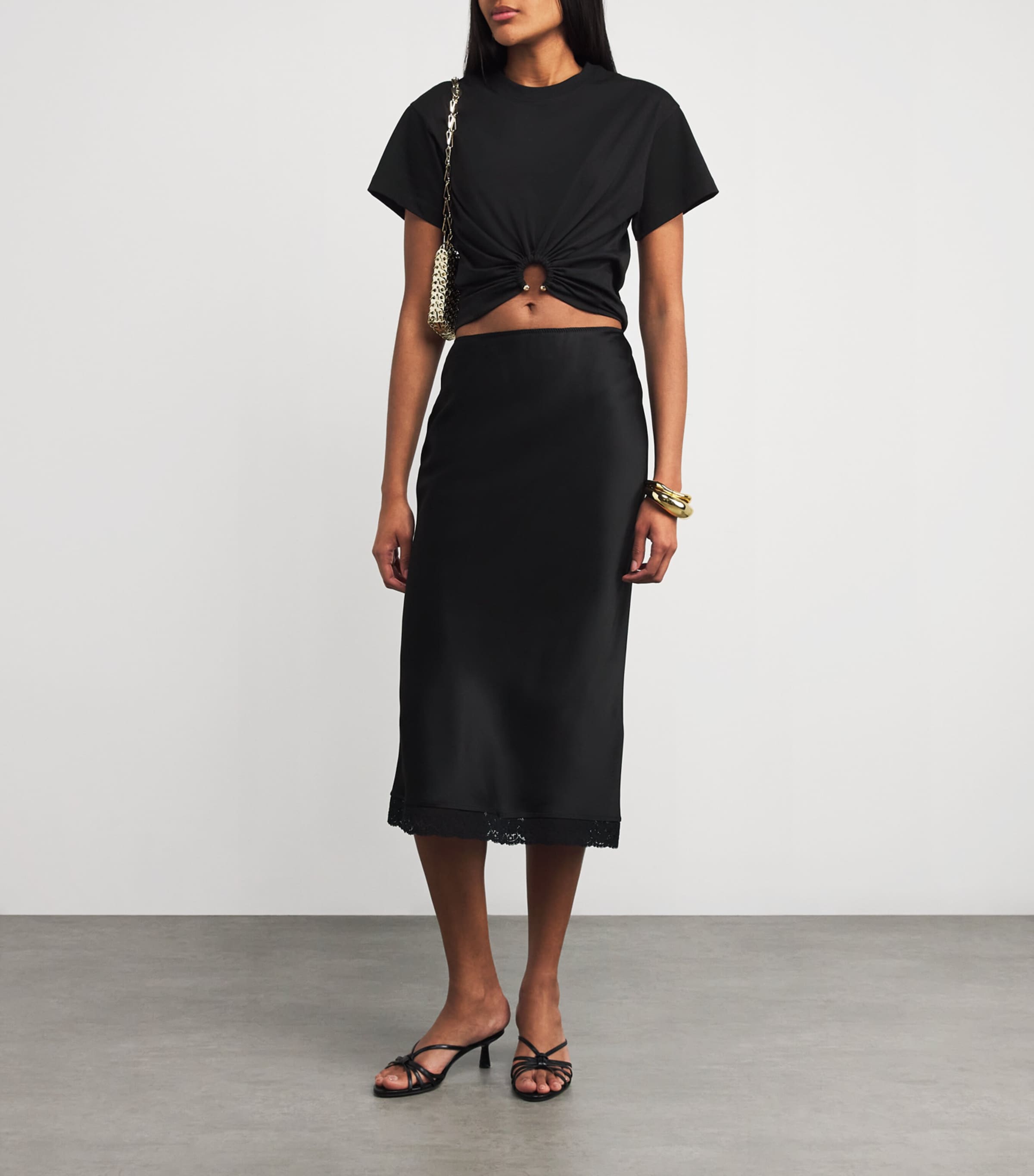 Paco Rabanne Black Jersey Ring-Gathered Crop Top