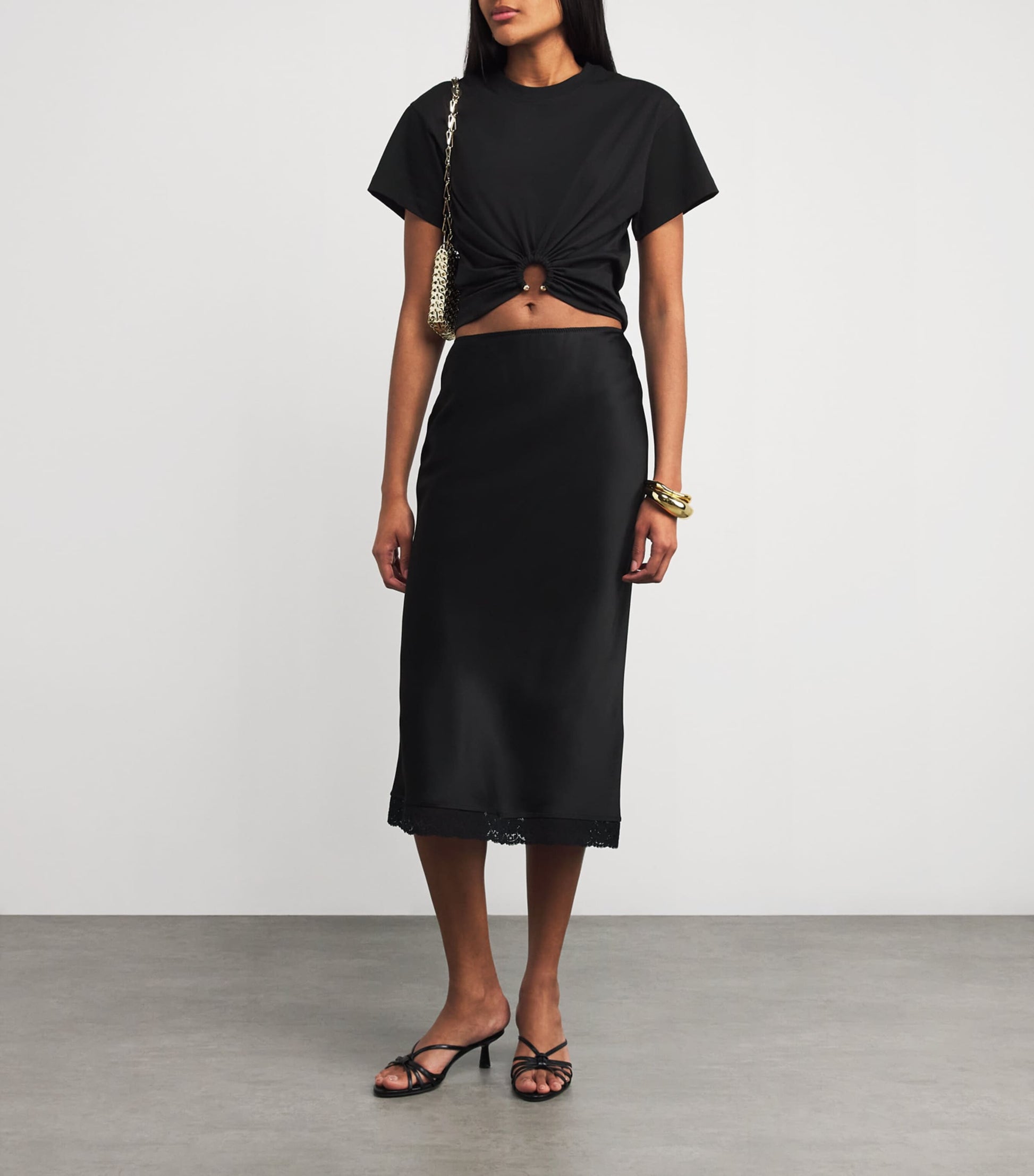 Paco Rabanne Black Jersey Ring-Gathered Crop Top