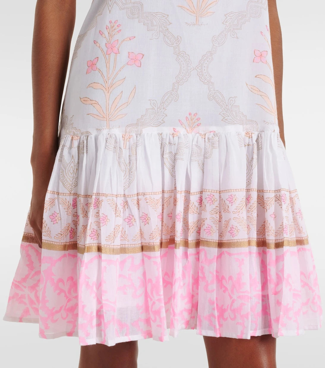 Juliet Dunn - Floral ruched cotton minidress
