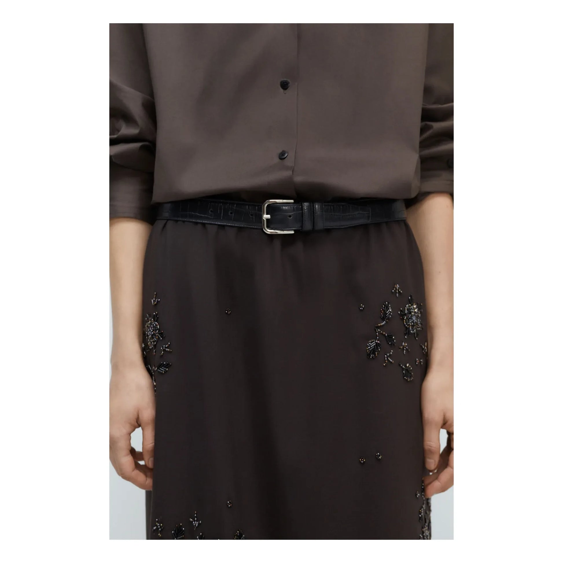 Cordera - Classic Crocodile Effect Leather Belt | Black