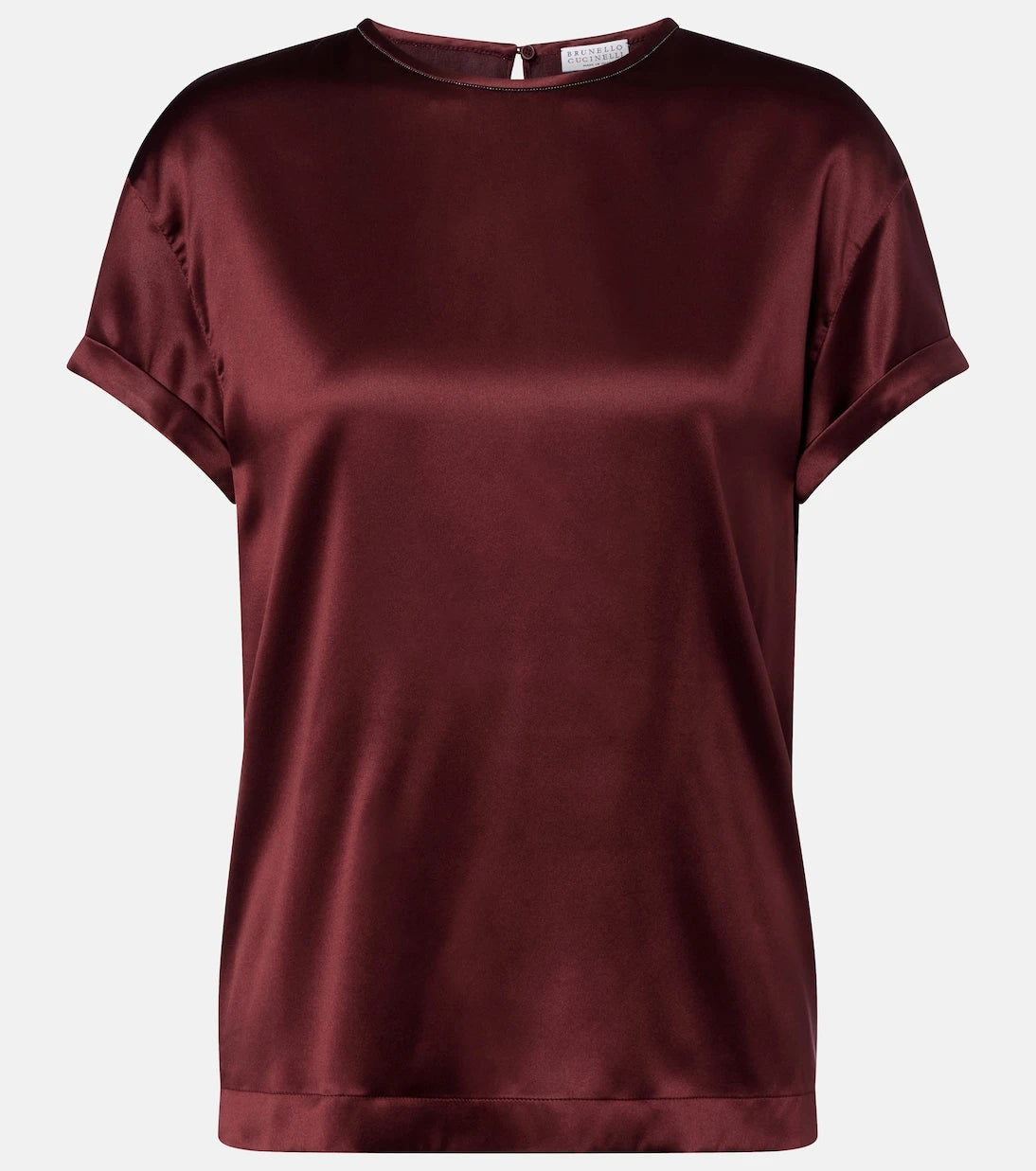 Brunello Cucinelli - Monili silk-blend satin T-shirt