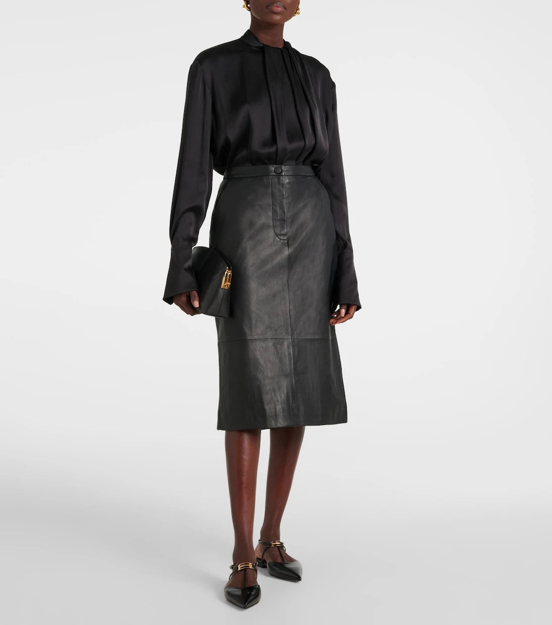 Yves Salomon - Leather midi skirt