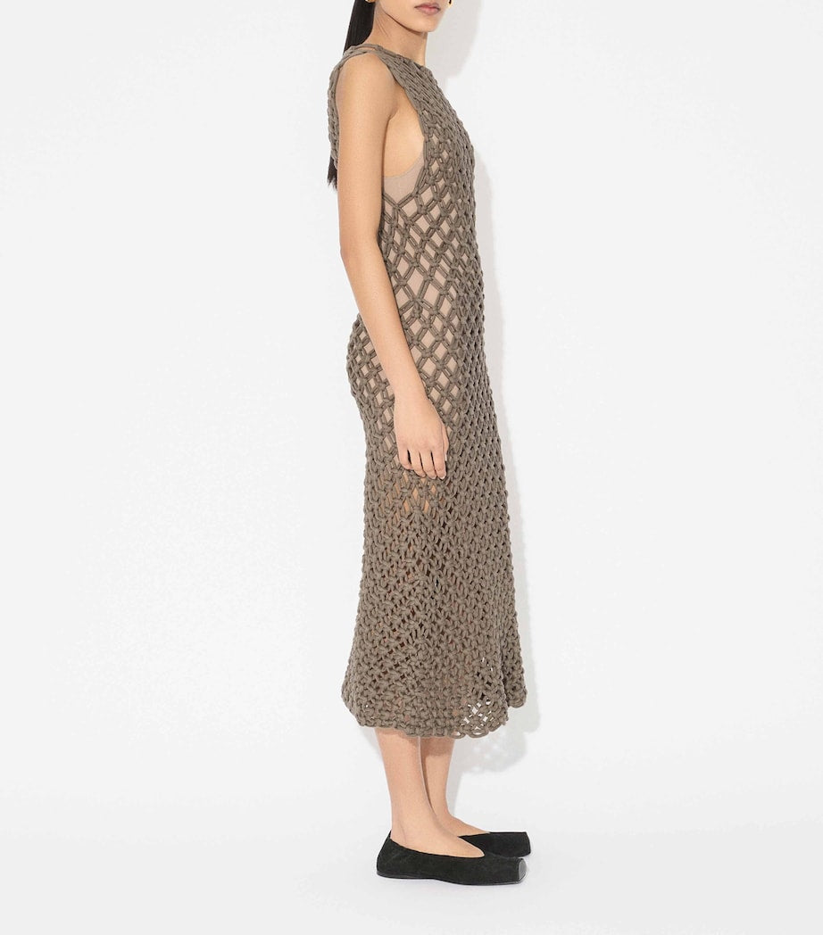 Alaïa Grey Cotton-Blend Midi Dress