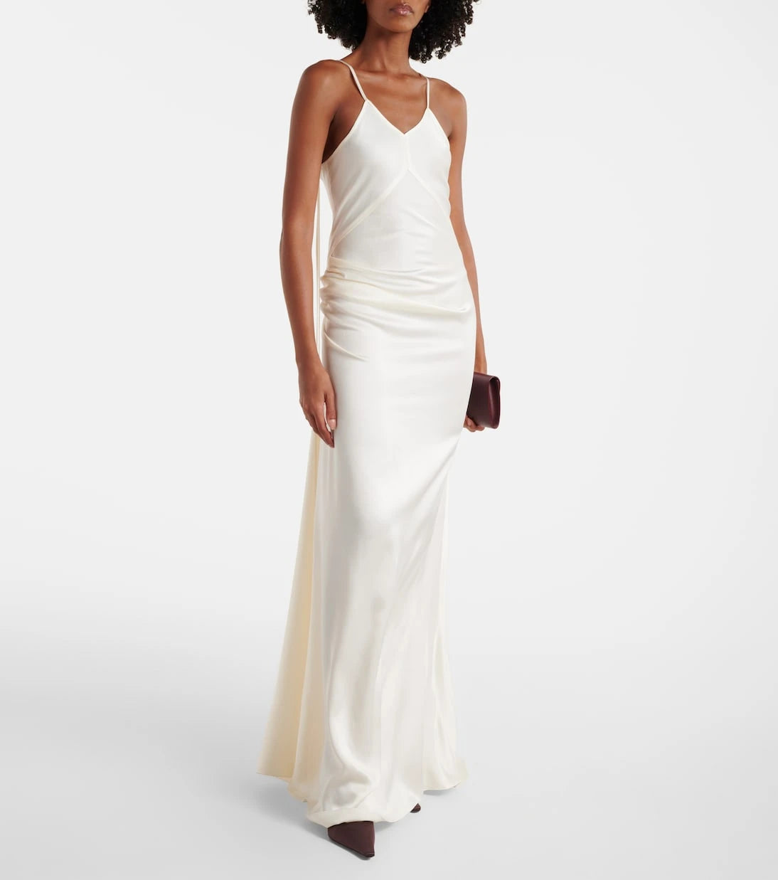 Victoria Beckham - Draped crêpe satin slip dress
