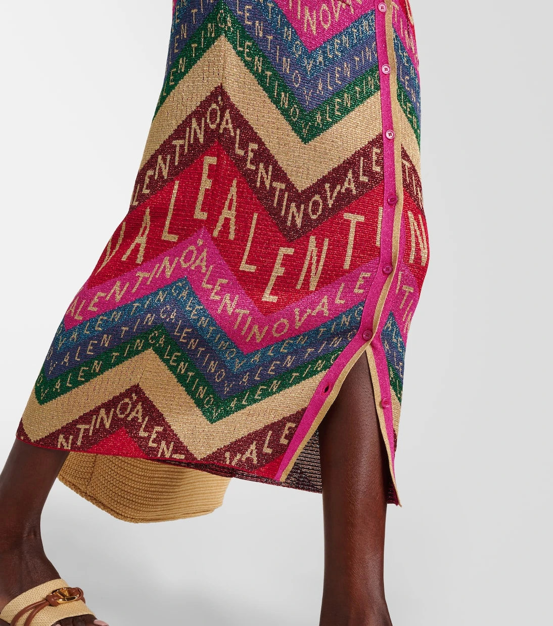 Valentino - Logo knitted jacquard midi dress