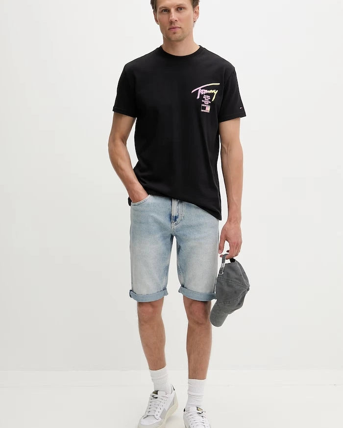 Tommy Jeans erkek pamuklu elastan kısa pantolon