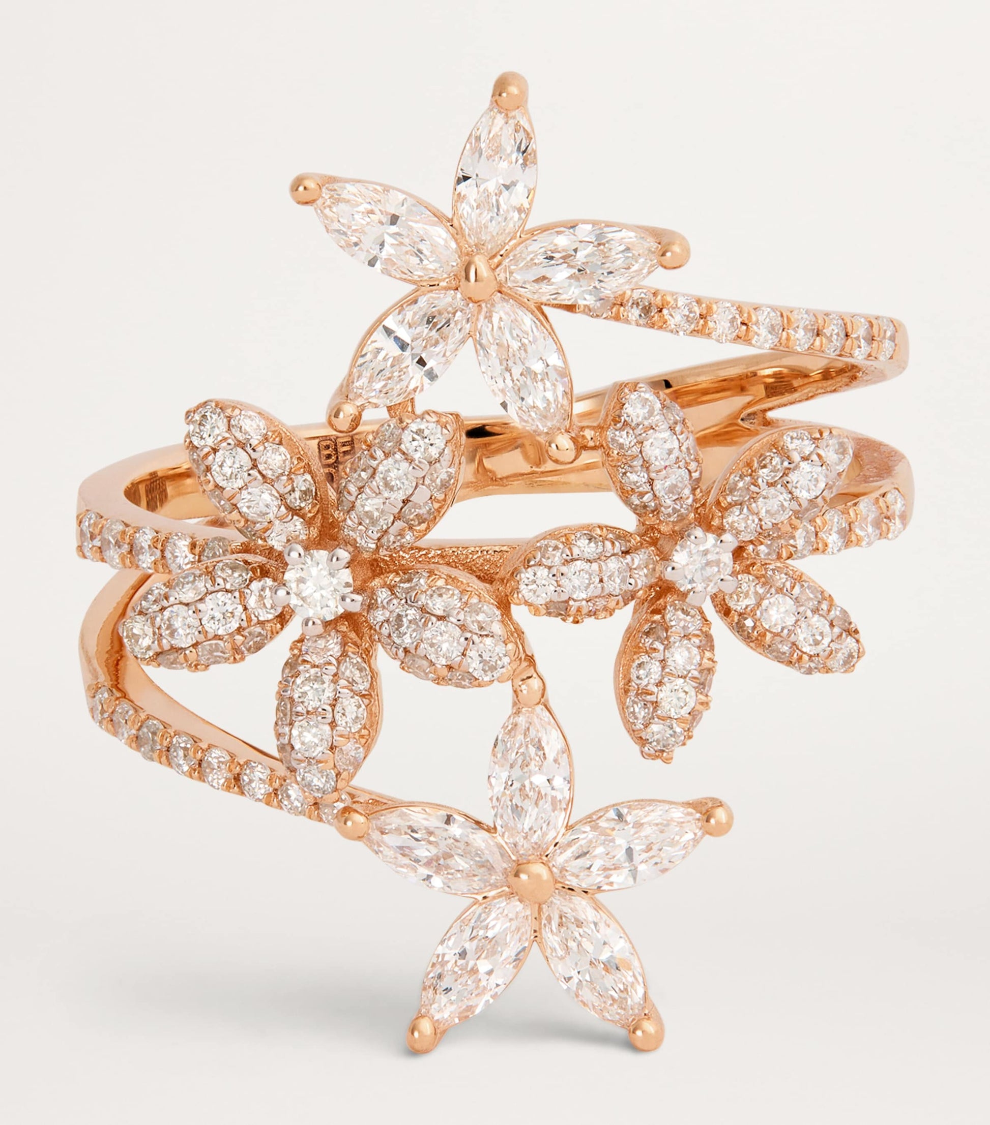 Bee Goddess Rose Gold and Diamond Apple Seed Ring (Size 16.5)