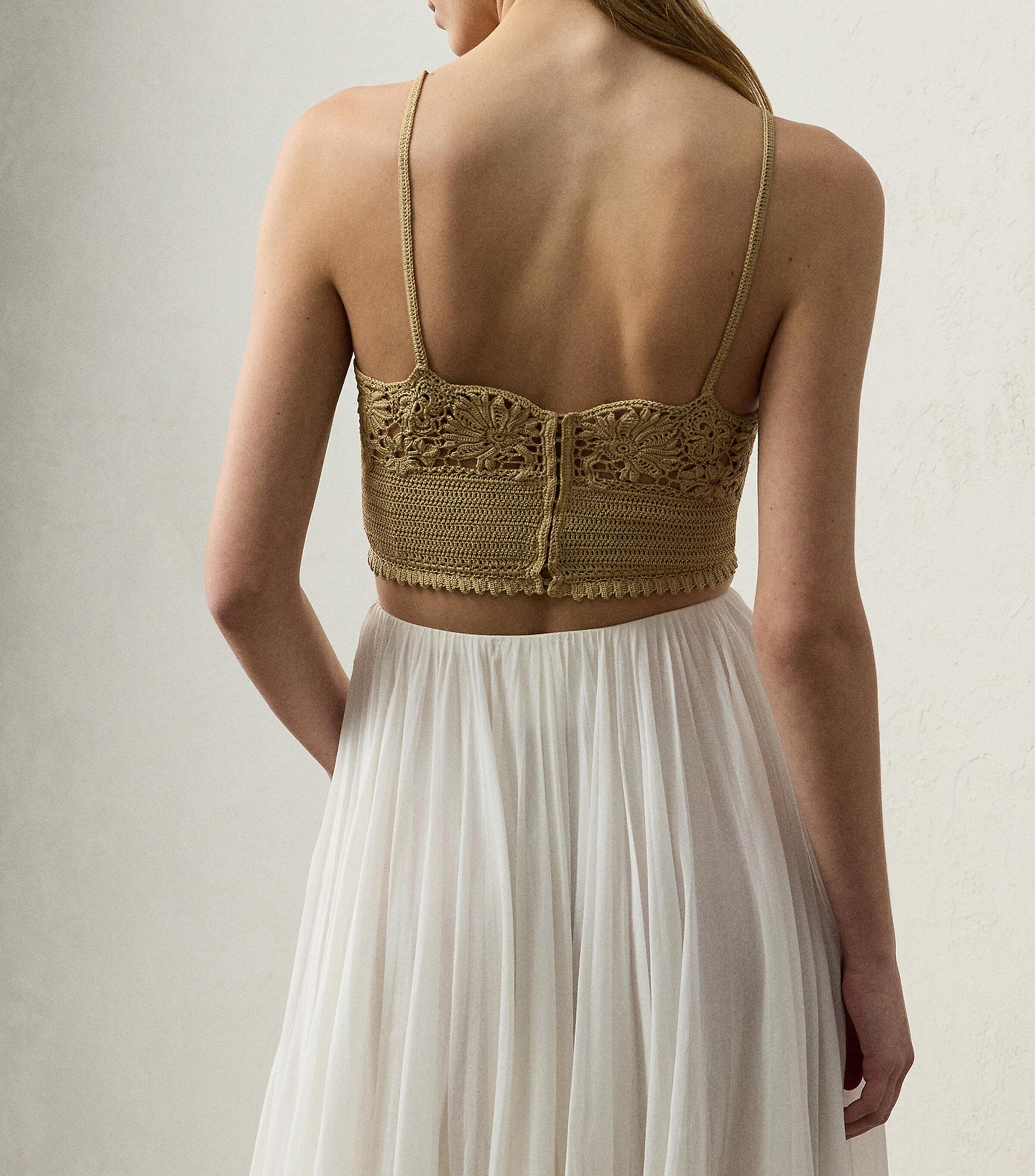 Ralph Lauren Collection Beige Silk Crochet Bralette