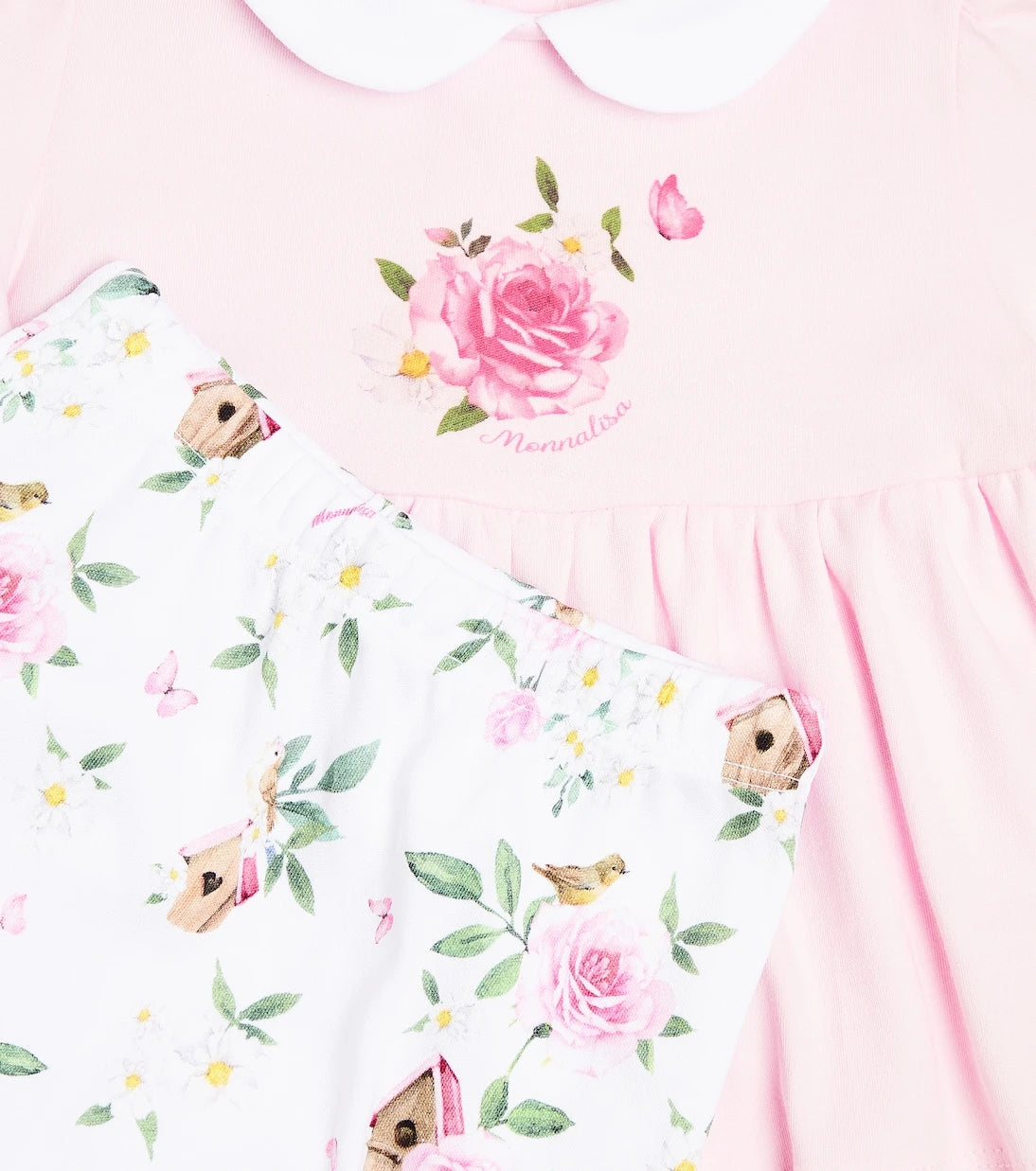 Monnalisa - Baby floral top and footed pants set