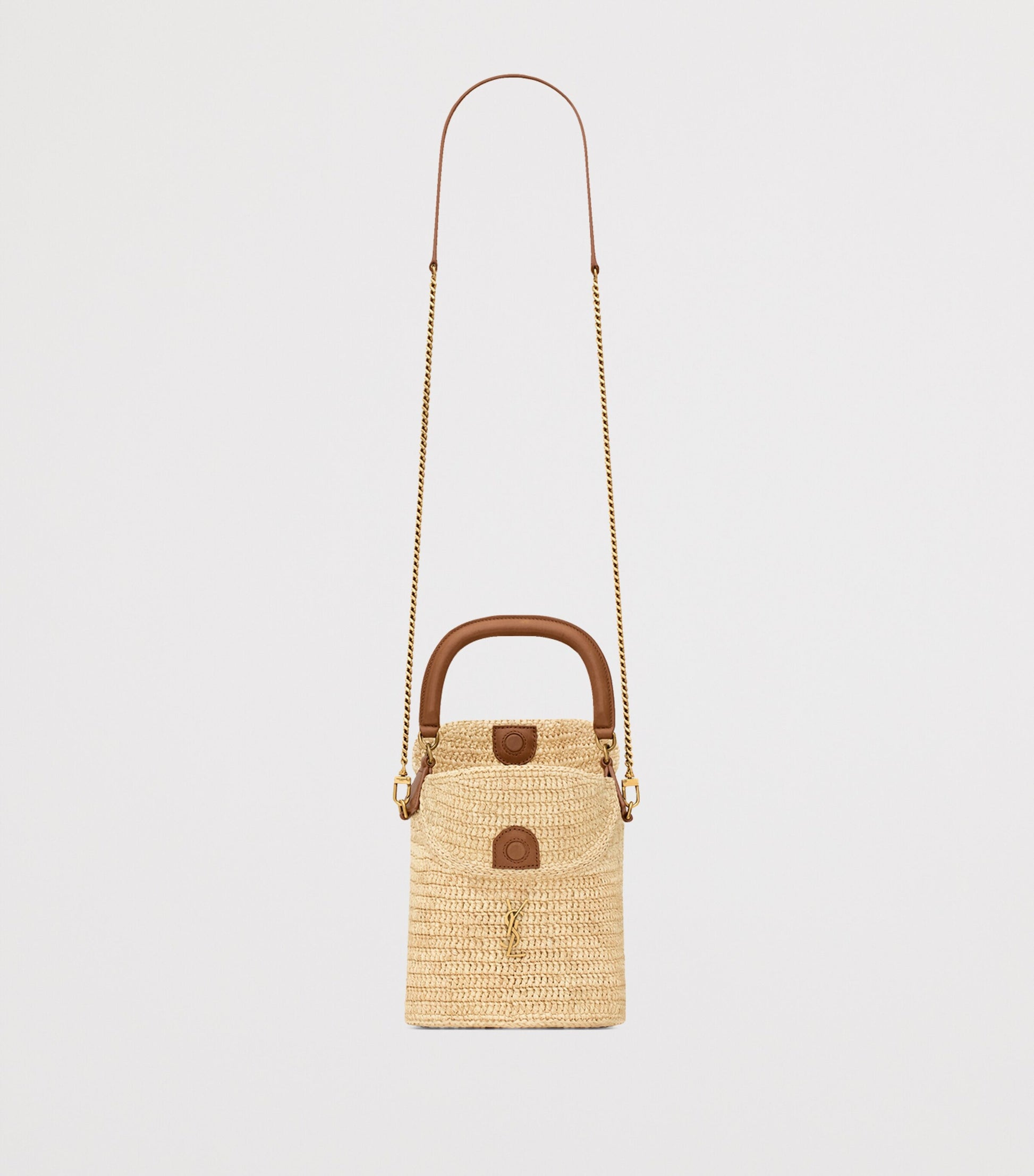 Saint Laurent Beige Raffia Gaby Bucket Bag