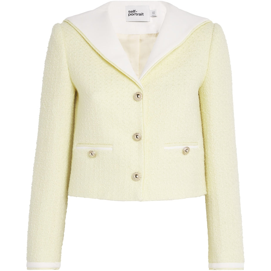 Self-Portrait Yellow Boucle Contrast-Collar Jacket