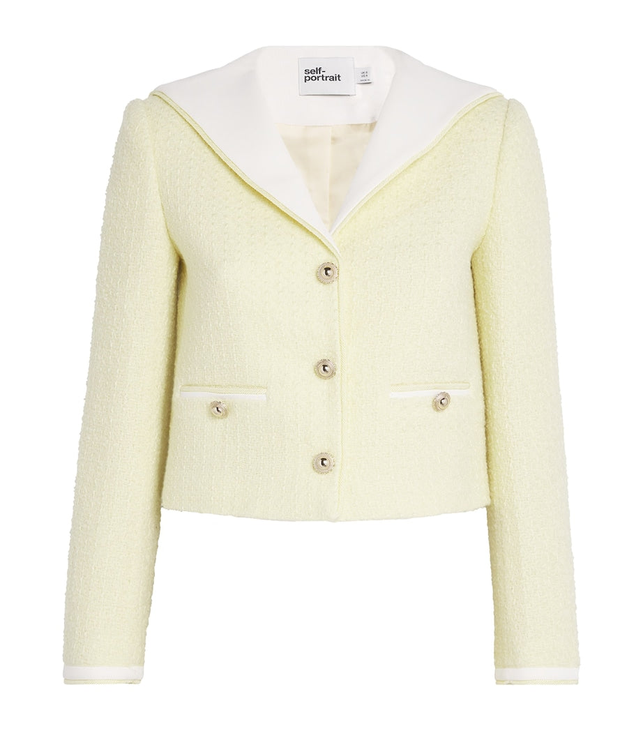 Self-Portrait Yellow Boucle Contrast-Collar Jacket