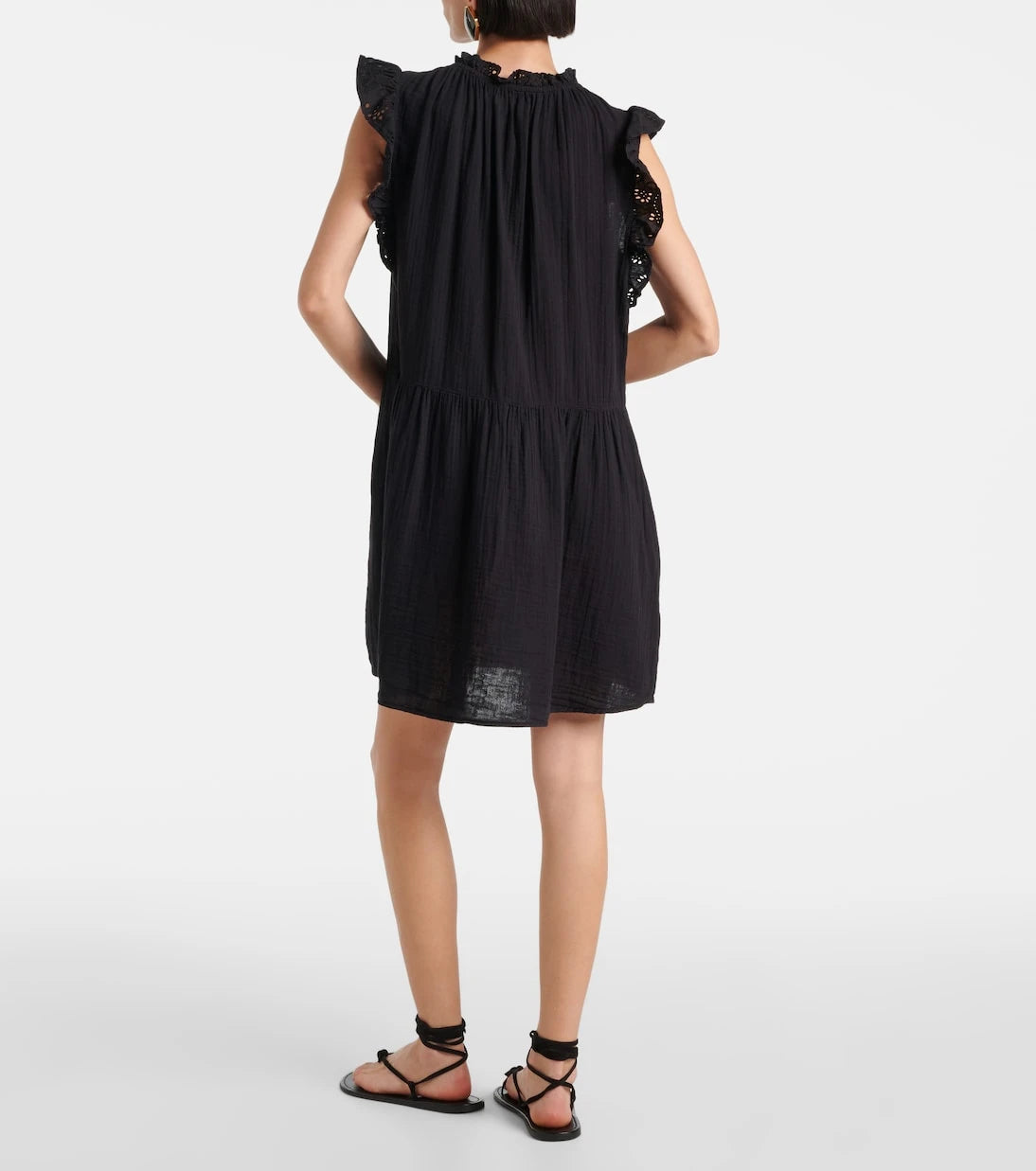 Velvet - Grace lace-trimmed cotton minidress