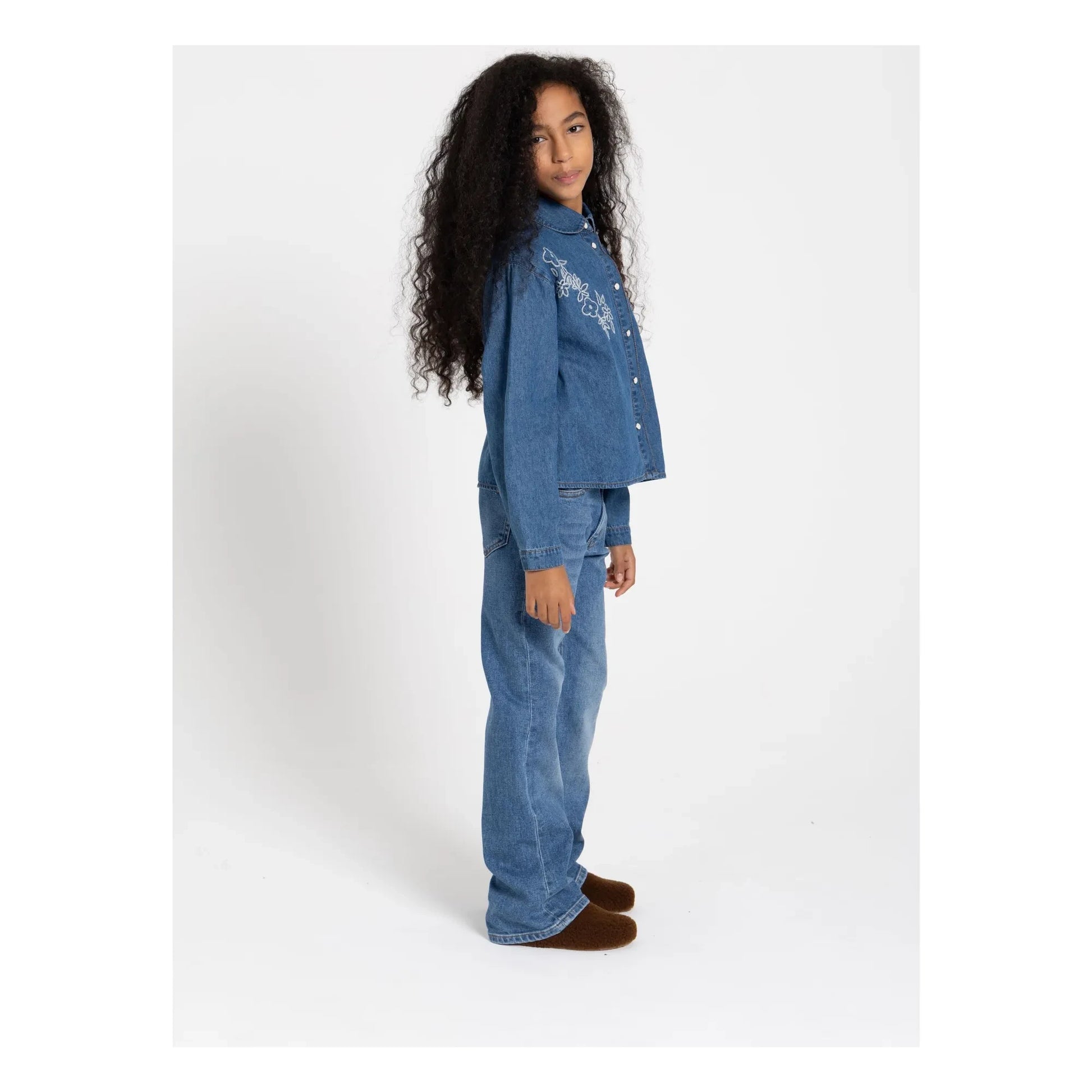 Hundred Pieces - Clara Embroidered Short Shirt | Denim blue