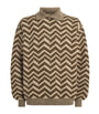 Brown Wool-Blend Chevron Jacquard Sweater