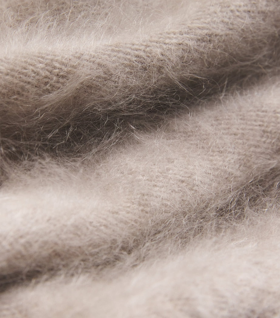 Soft Goat Beige Brushed Cashmere Short-Sleeve Sweater