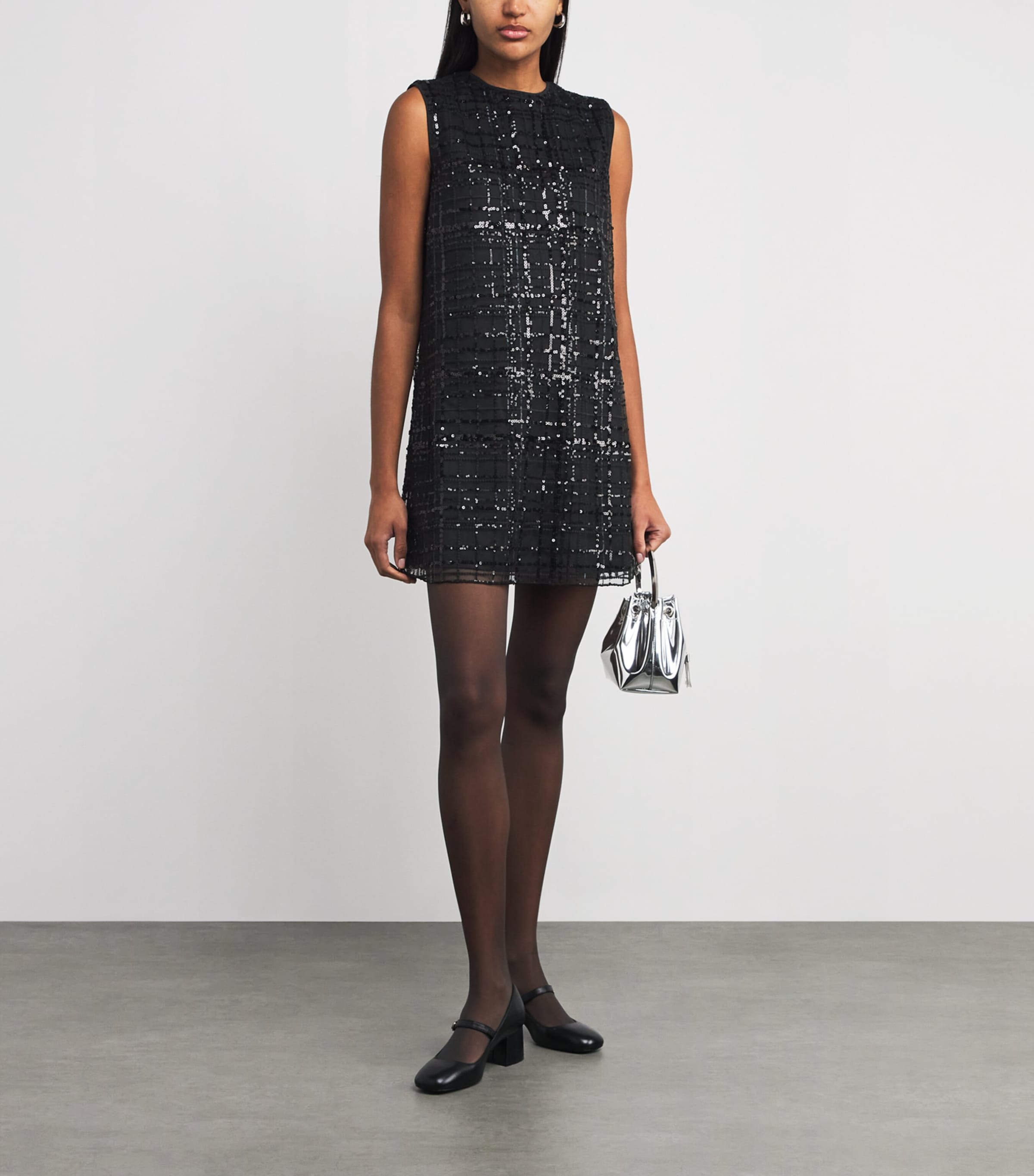 MAX&Co. Black Sequin Check Mini Dress