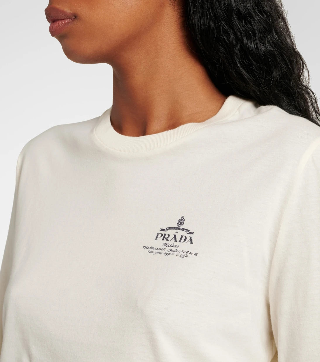 Prada - Logo cotton jersey top