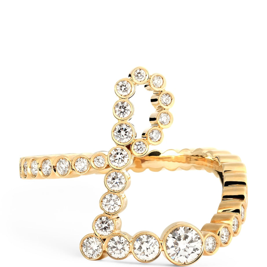 Yellow Gold and Diamond Ensemble ‘L’ Ring