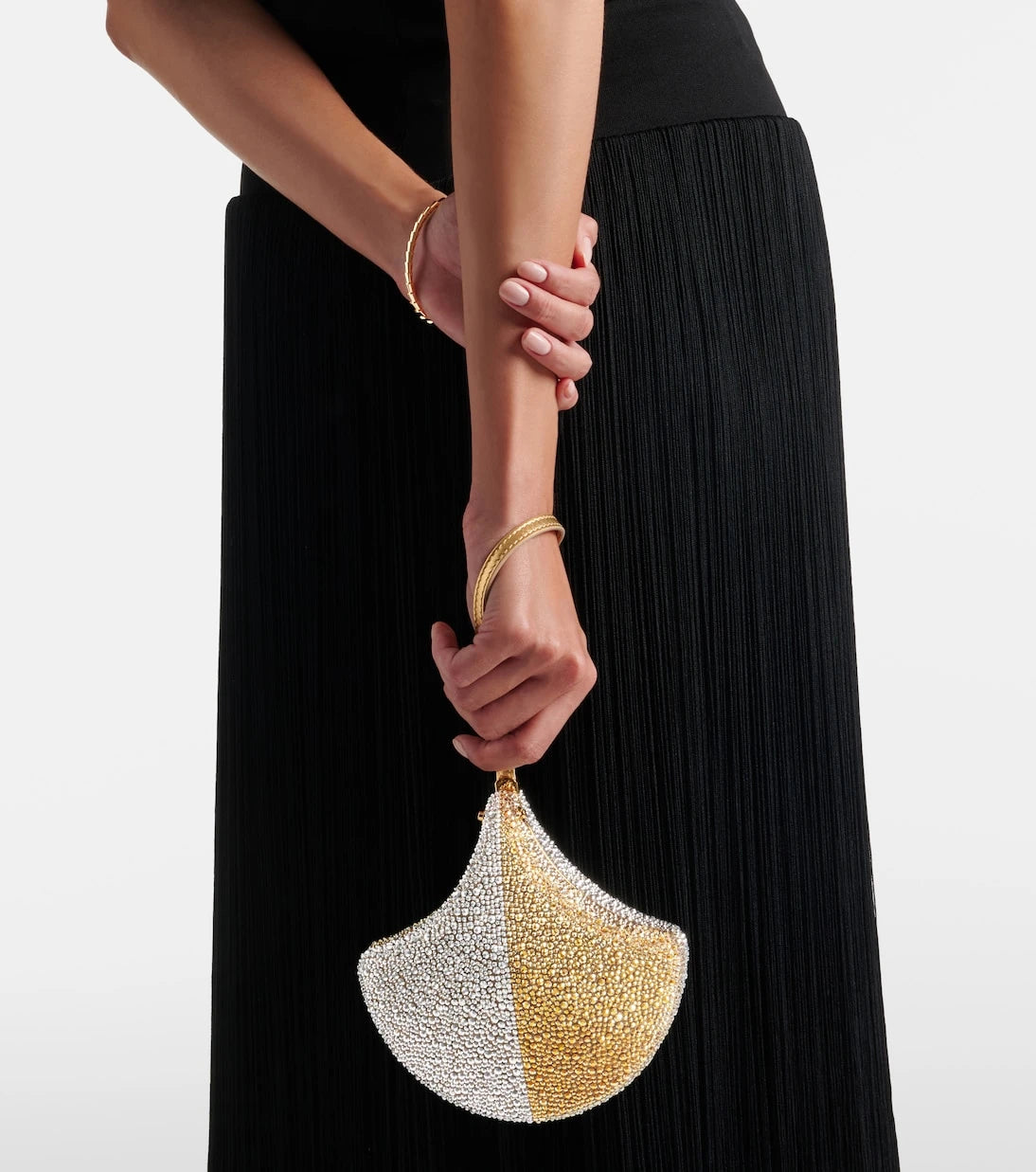 Bvlgari - Ginkgo crystal-embellished suede clutch
