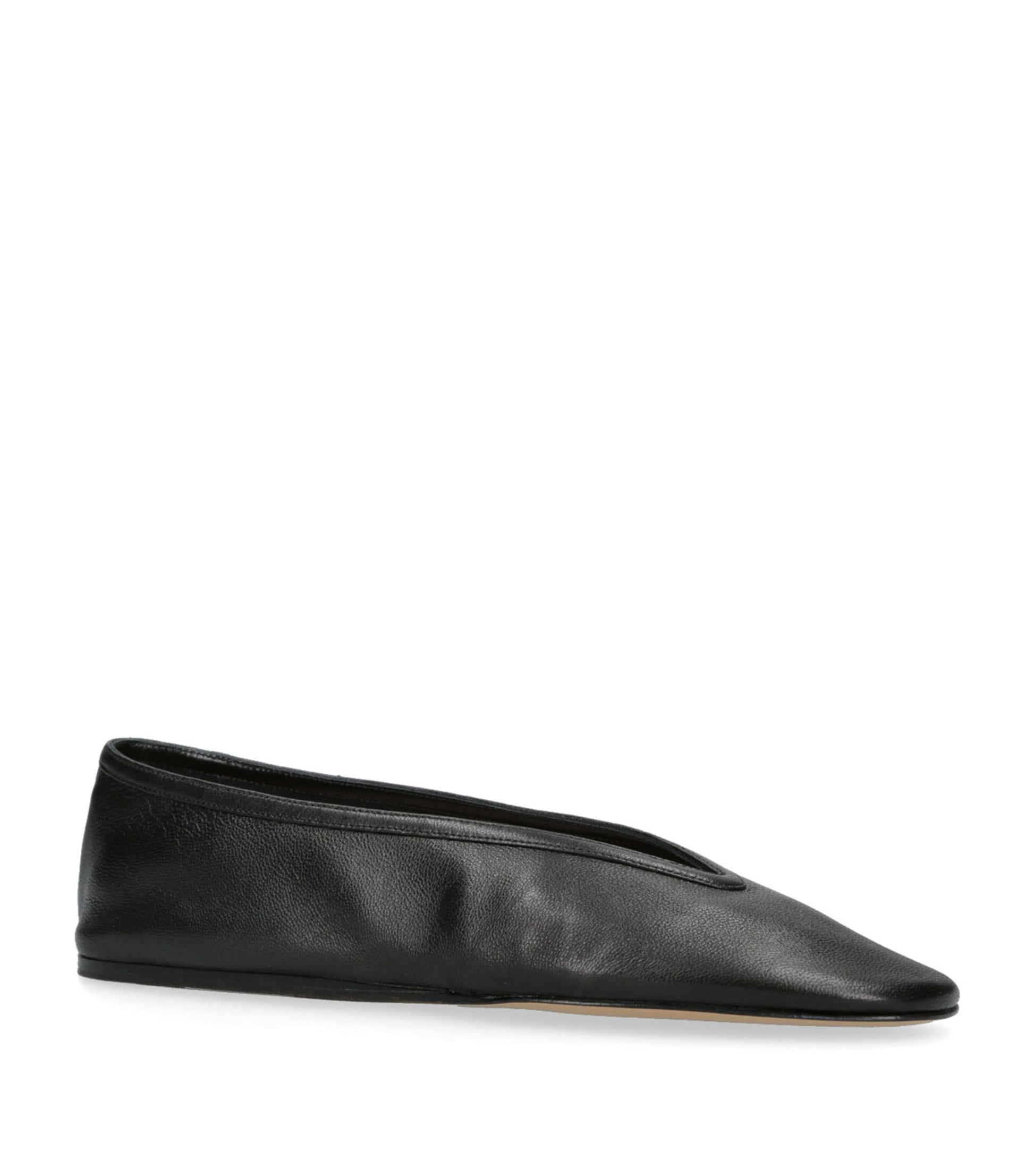 Le Monde Beryl Black Leather Luna Ballet Flats