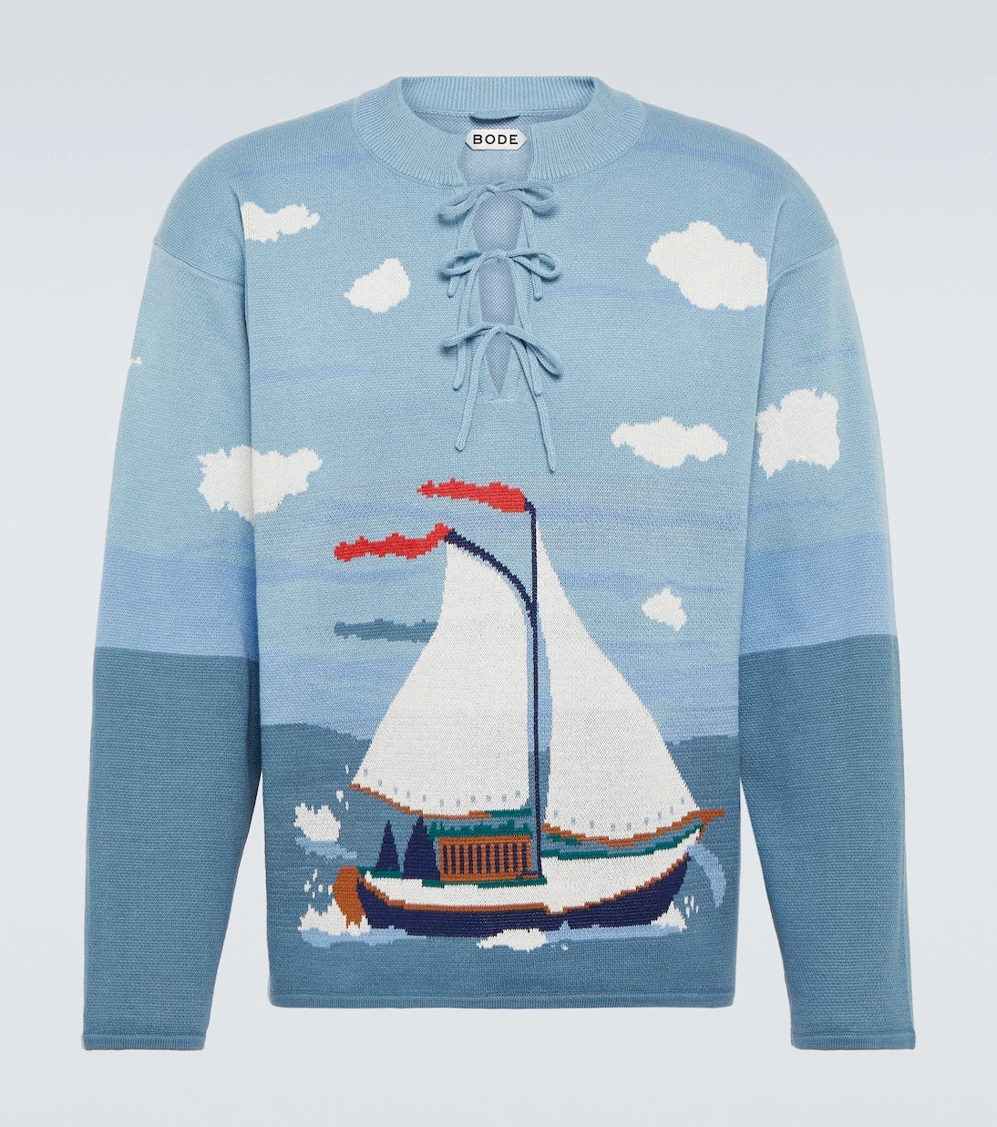 Bode - Pinafore bow-detail cotton jacquard sweater