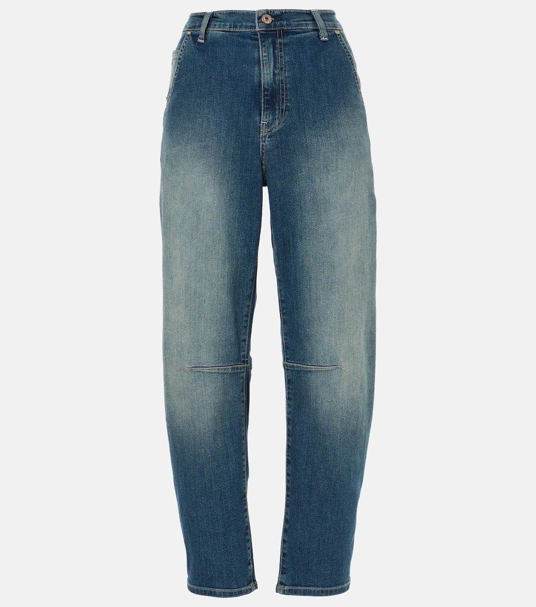 AG Jeans - بنطلون جينز بخصر عالٍ وقصّة ساق برميلية