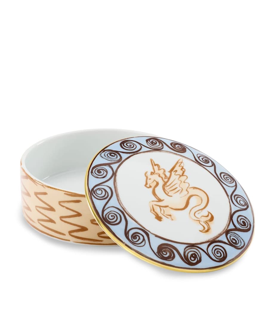 GINORI 1735 Porcelain Il Viaggio di Nettuno Round Trinket Box (13cm)