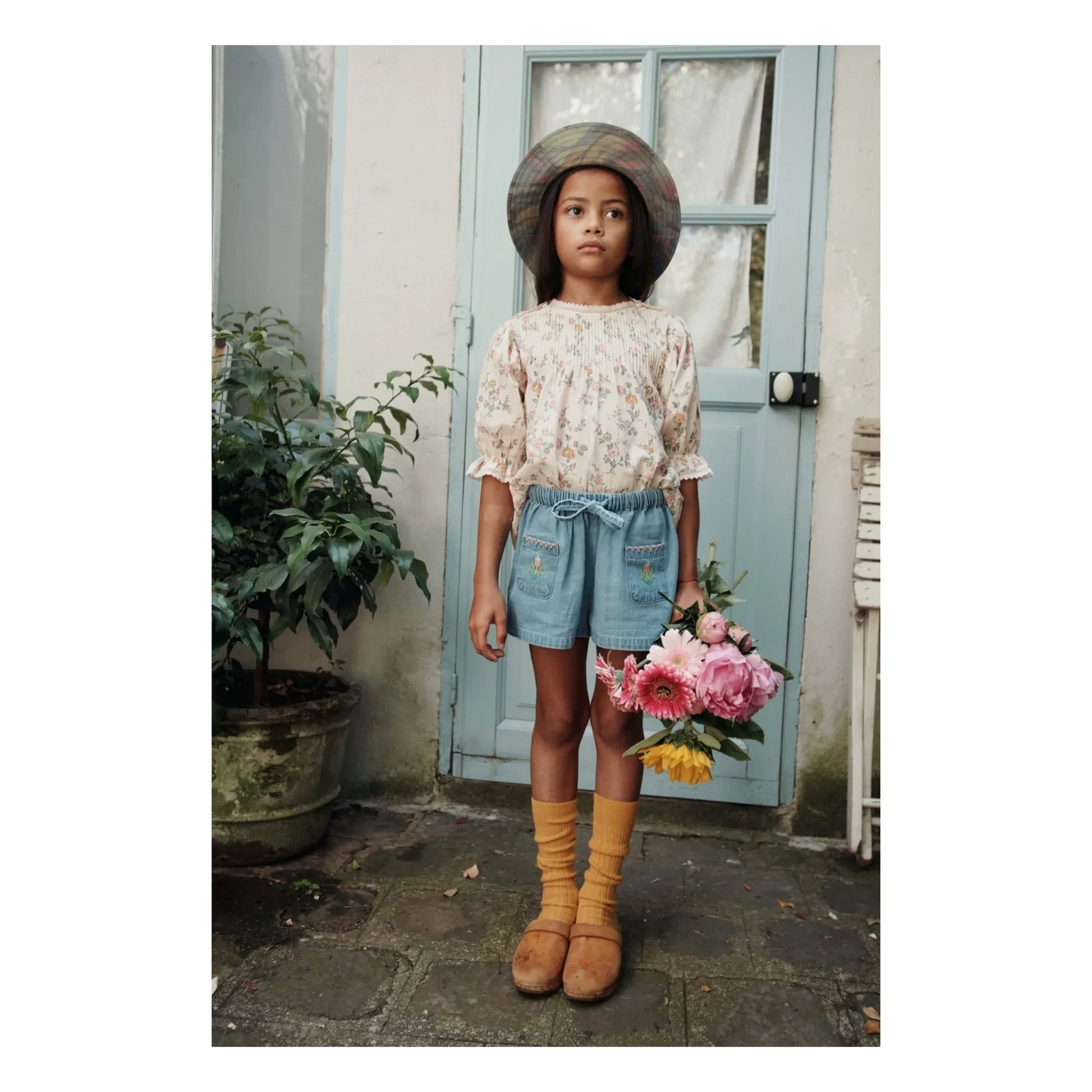 Emile et Ida - Embroidered Denim Shorts | Blue