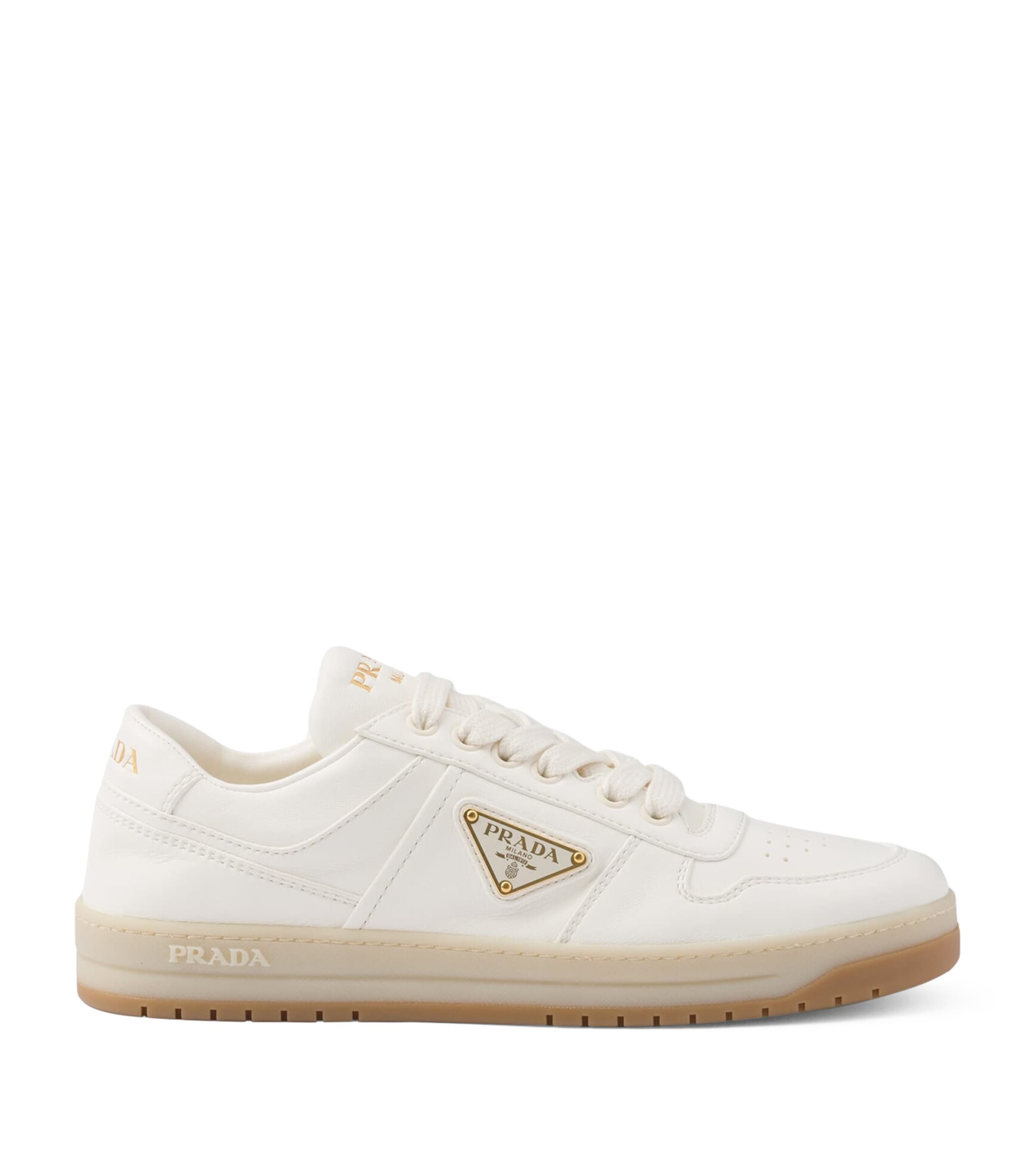 Prada Neutral Leather Downtown Sneakers