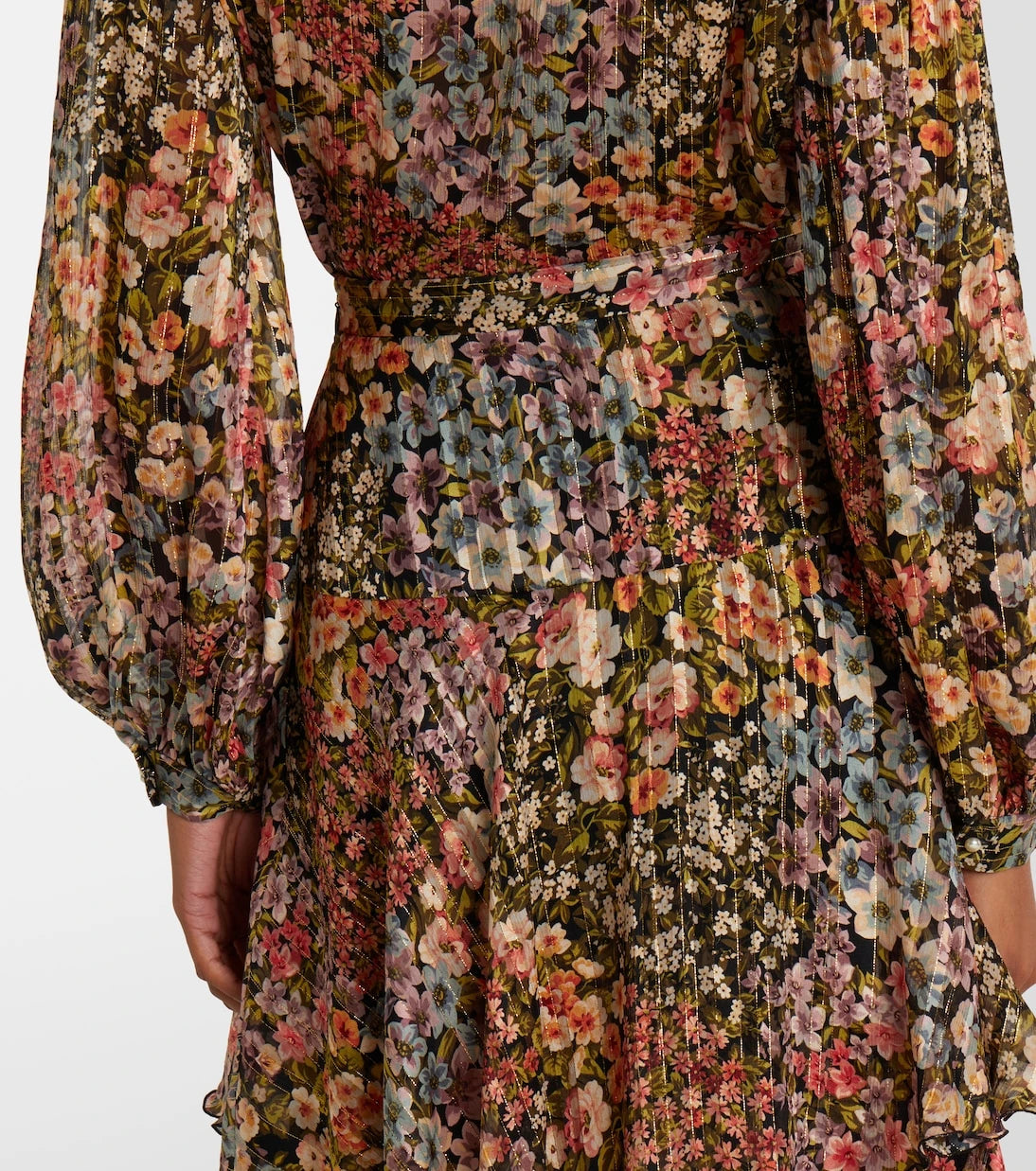 Valentino - Floral plissé tiered silk midi skirt