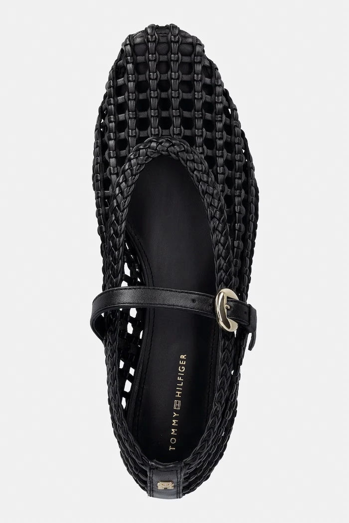 Tommy Hilfiger балеринки WOVEN LEATHER MIX BALLERINA