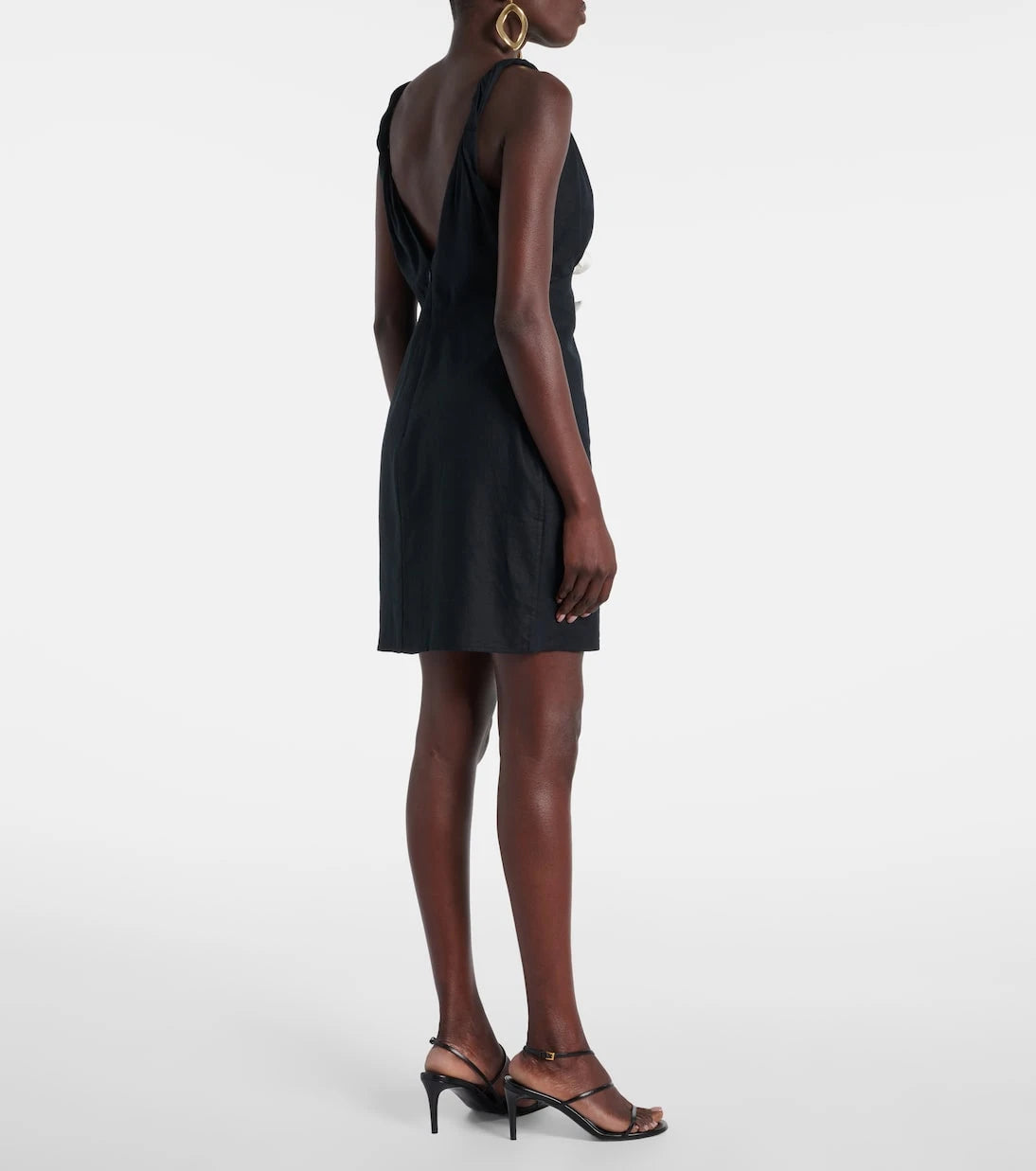 Farm Rio - Floral-appliqué linen-blend minidress