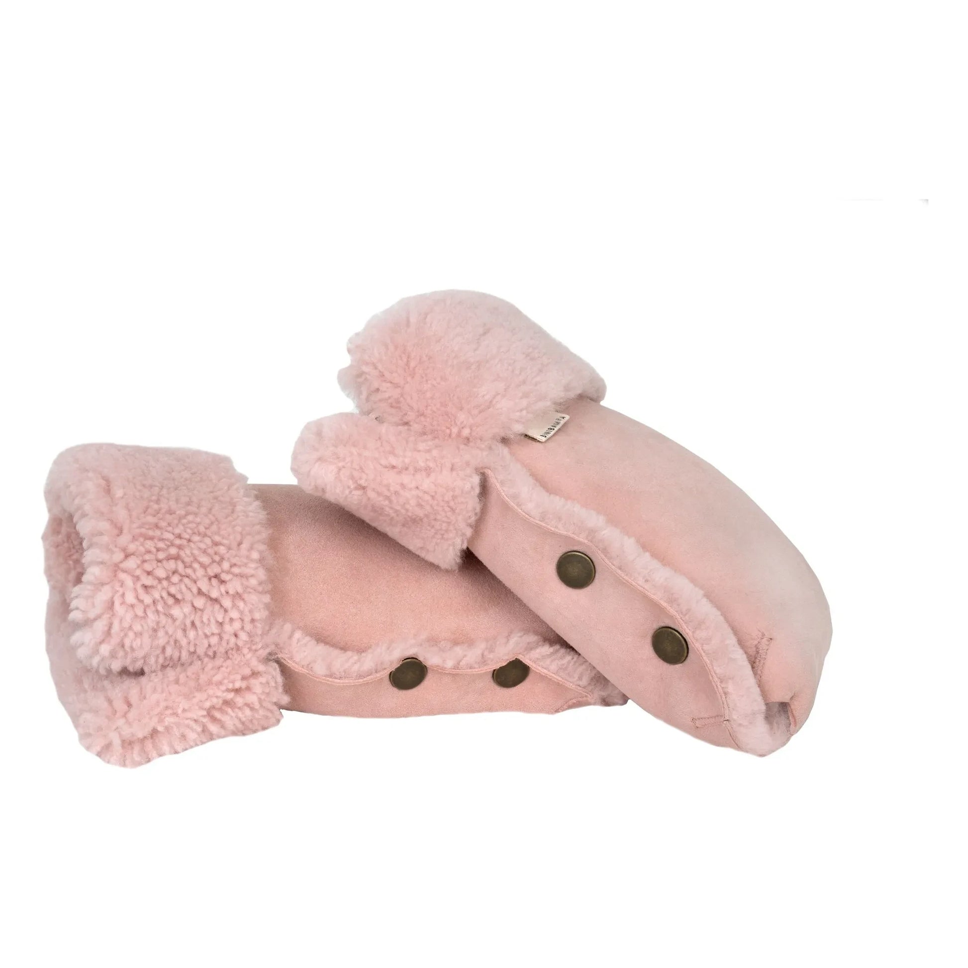 BINIBAMBA - Lambskin stroller mittens | Pink