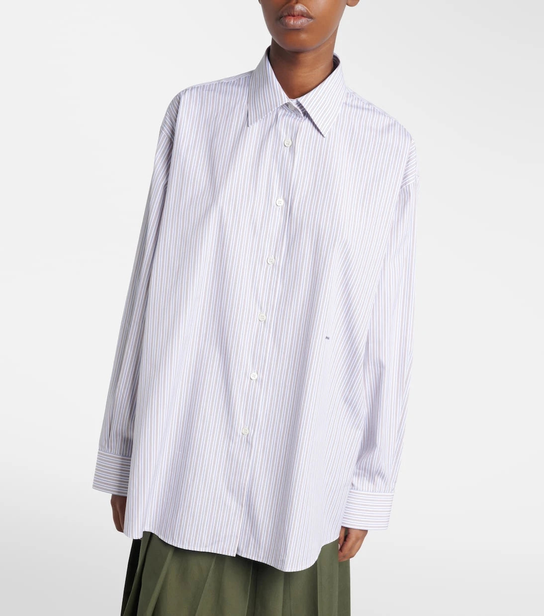 Prada - Striped oversized cotton poplin shirt
