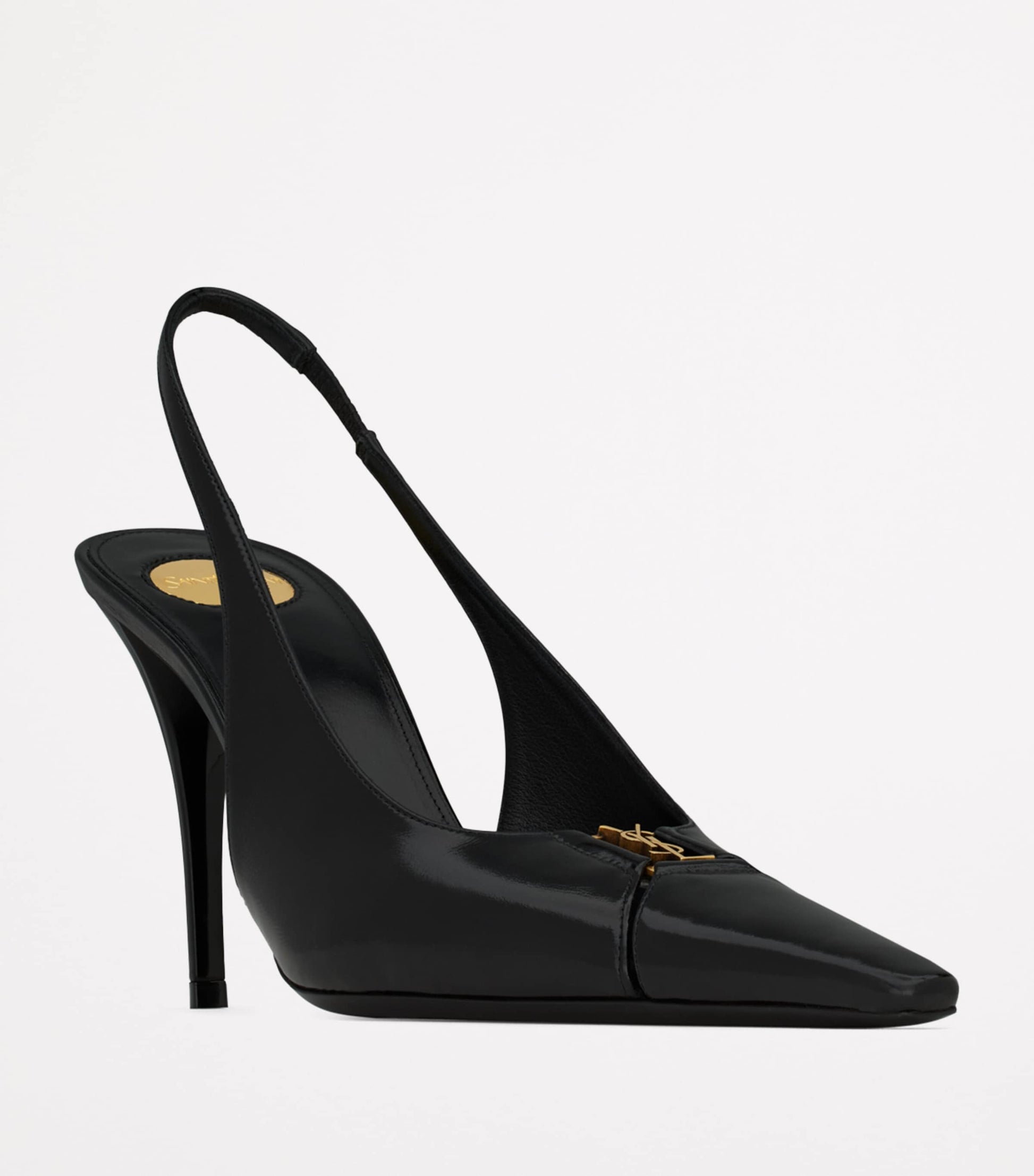 Saint Laurent Black Patent Leather Babylone Slingback Pumps 90