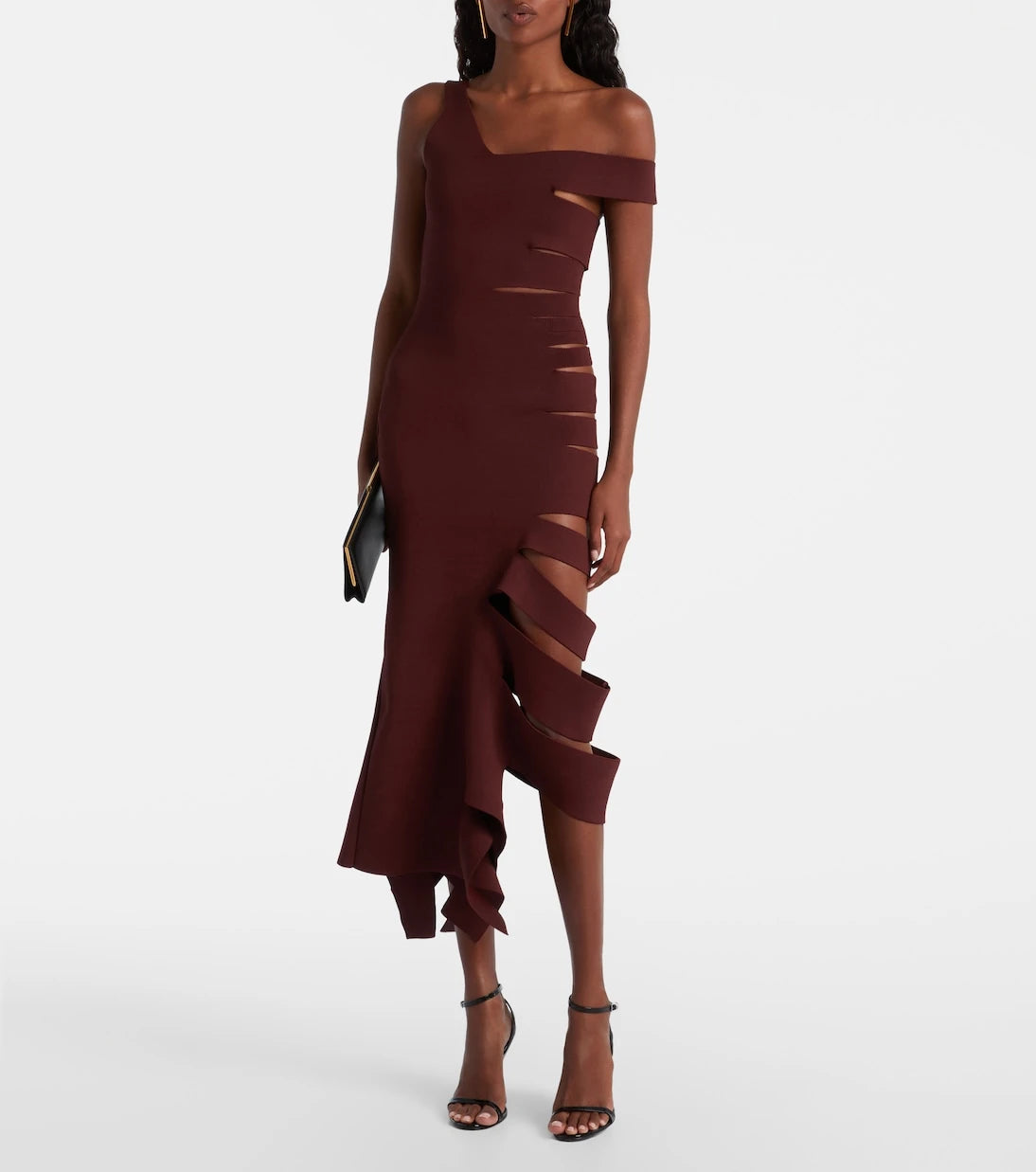 Mugler - فستان ميدي بقصّة غير متماثلة
