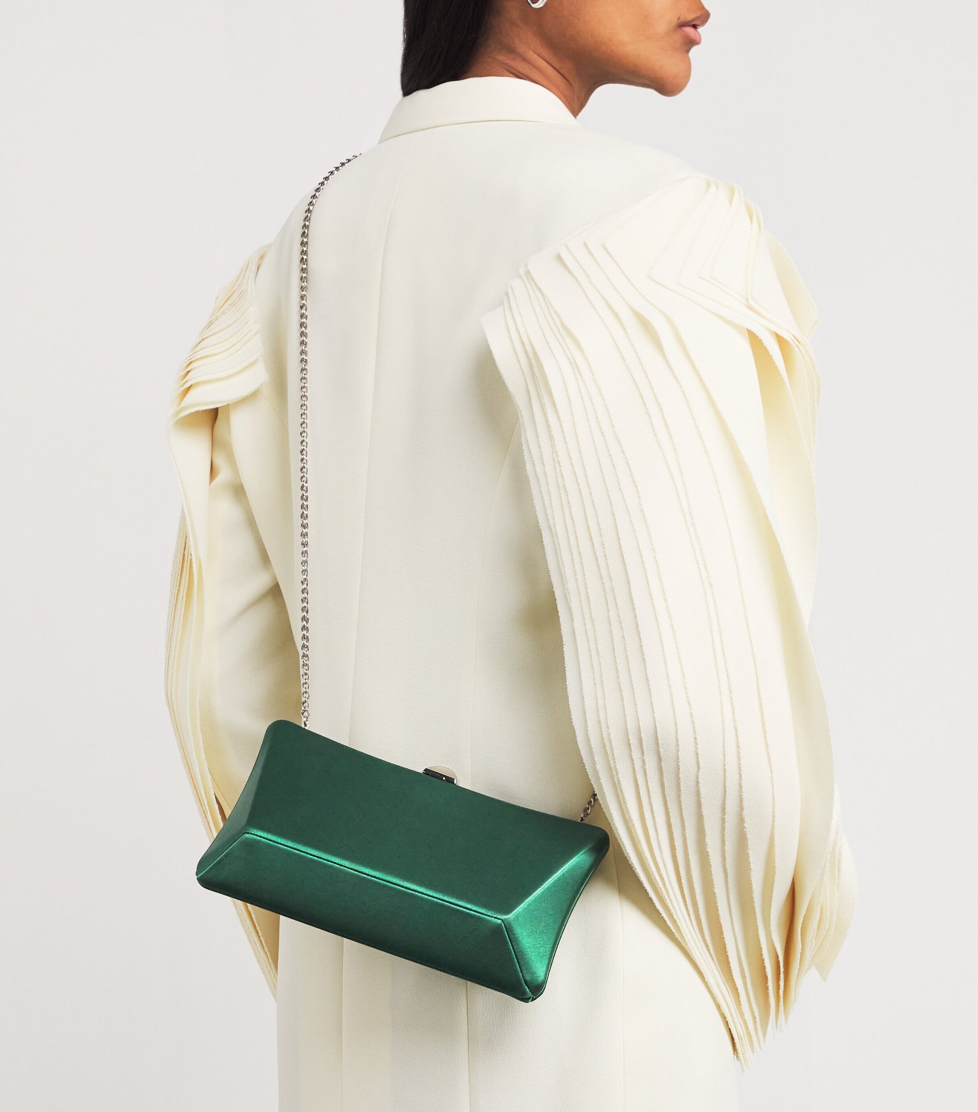 Rodo Green Satin Lally Clutch Bag
