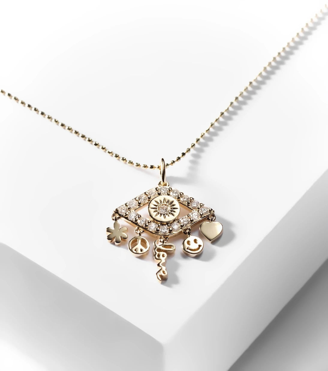 Sydney Evan - Evil Eye 14kt gold necklace with diamonds