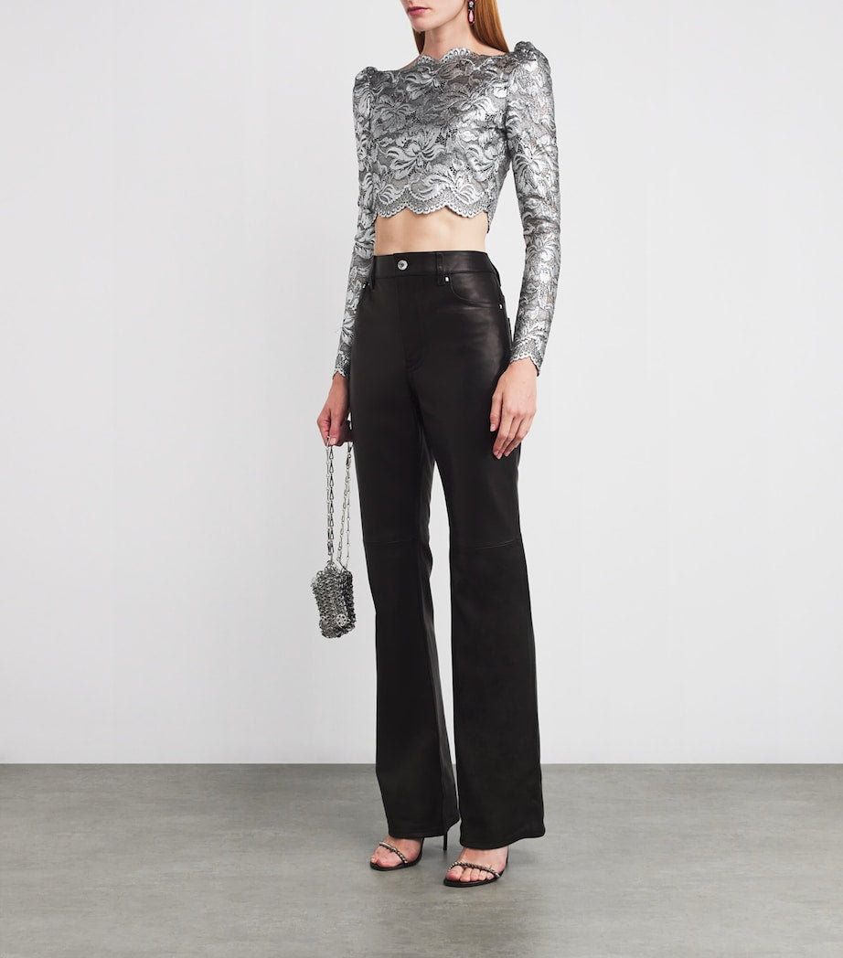 Paco Rabanne Silver Lace Crop Top