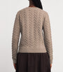 Beige Cashmere Cable-Knit Sweater