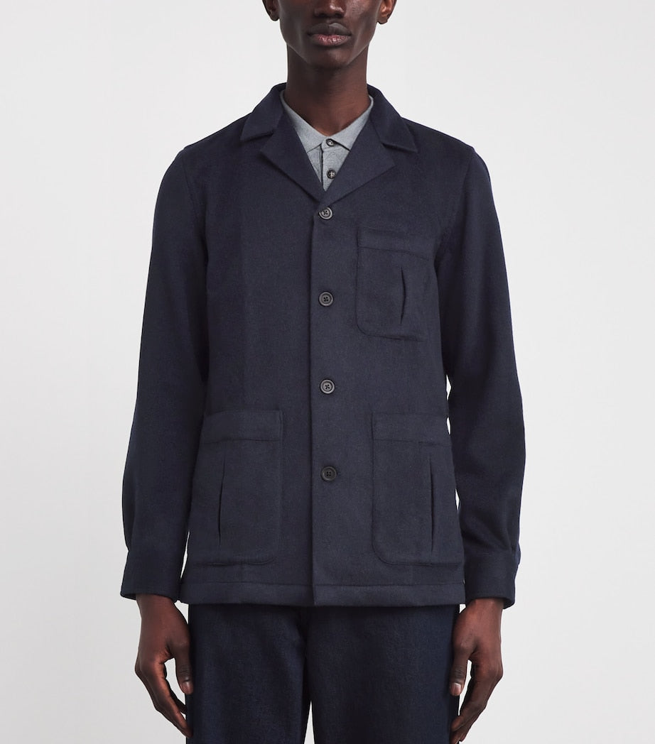 100HANDS Navy Cashmere Single-Breasted Jacket