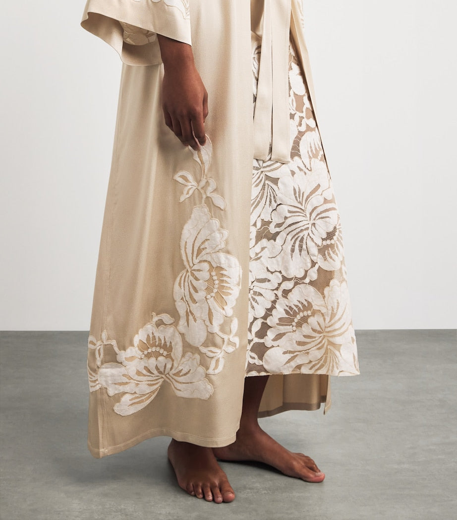 Satin Embellished Dalia Robe (XS/S) BEIGE