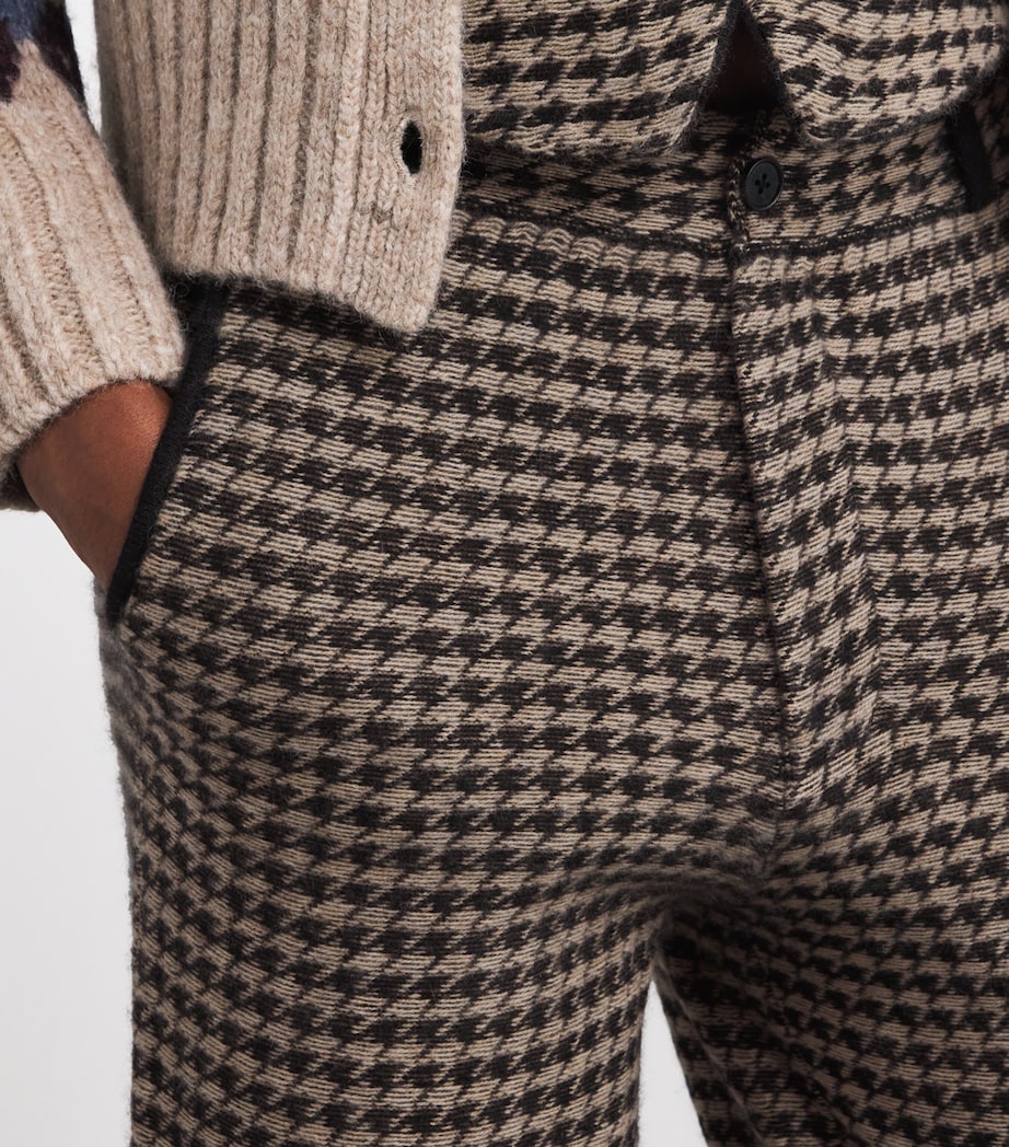 Guest In Residence Brown Cashmere Houndstooth Tailored Trousers