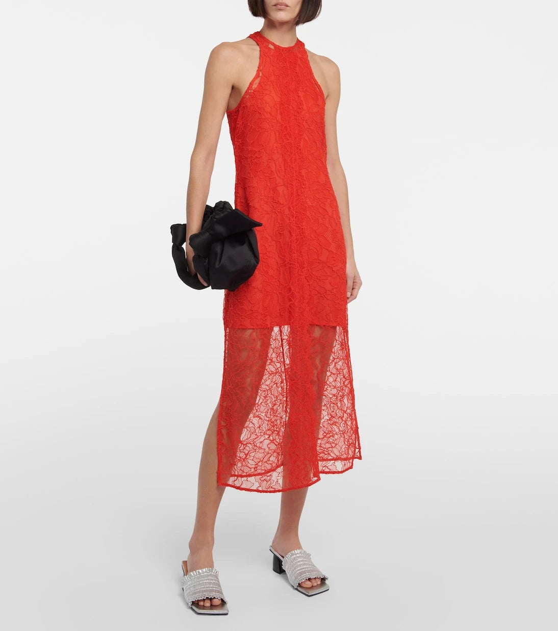 Ganni - Halterneck lace midi dress