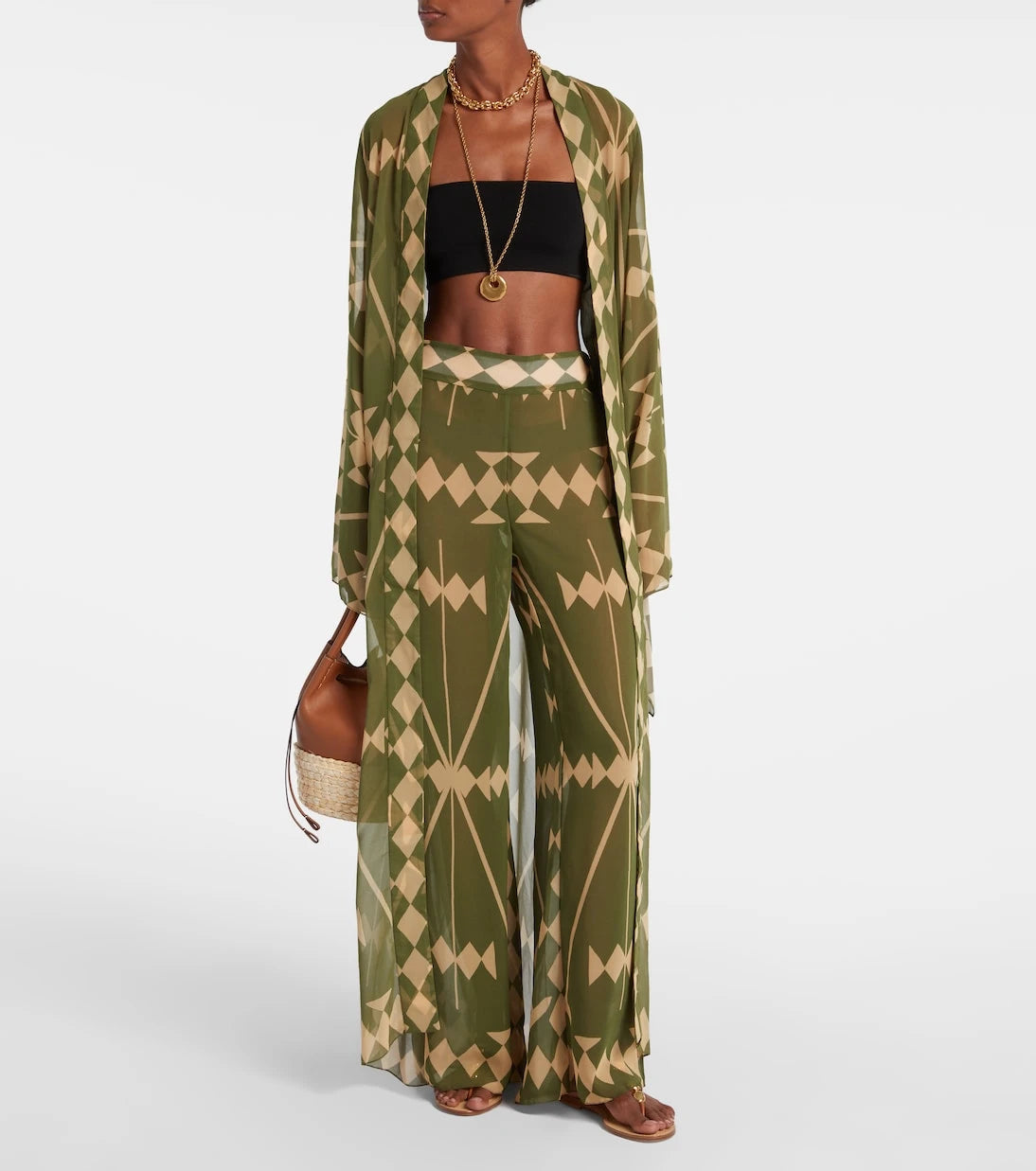 Johanna Ortiz - Printed sheer chiffon palazzo pants