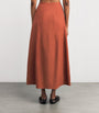 Le Kasha Red Linen Coin-Detail Maxi Skirt